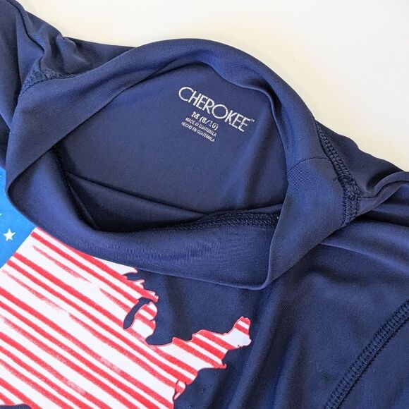 ⭐ Boys Navy Blue USA Cherokee Rashguard Swim Shirt Short Sleeve⭐ - Picture 4 of 4